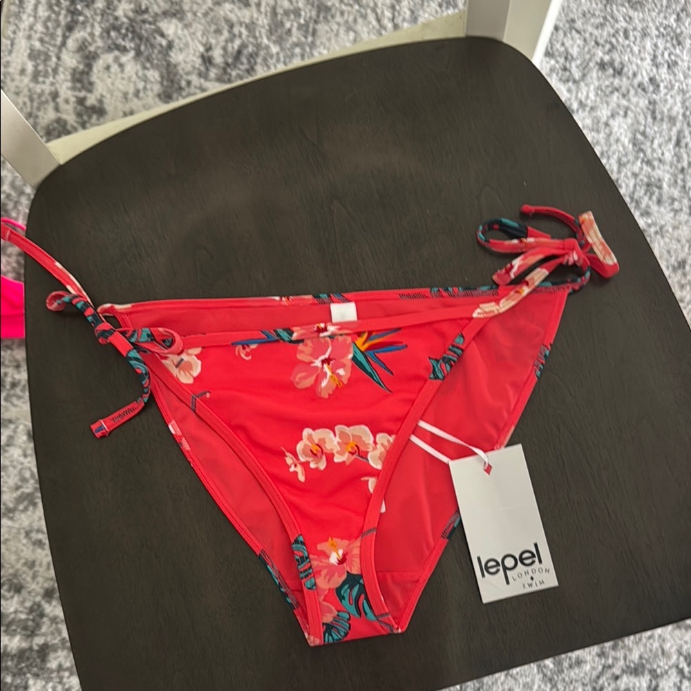 Women's Red Floral Bikini Bottom